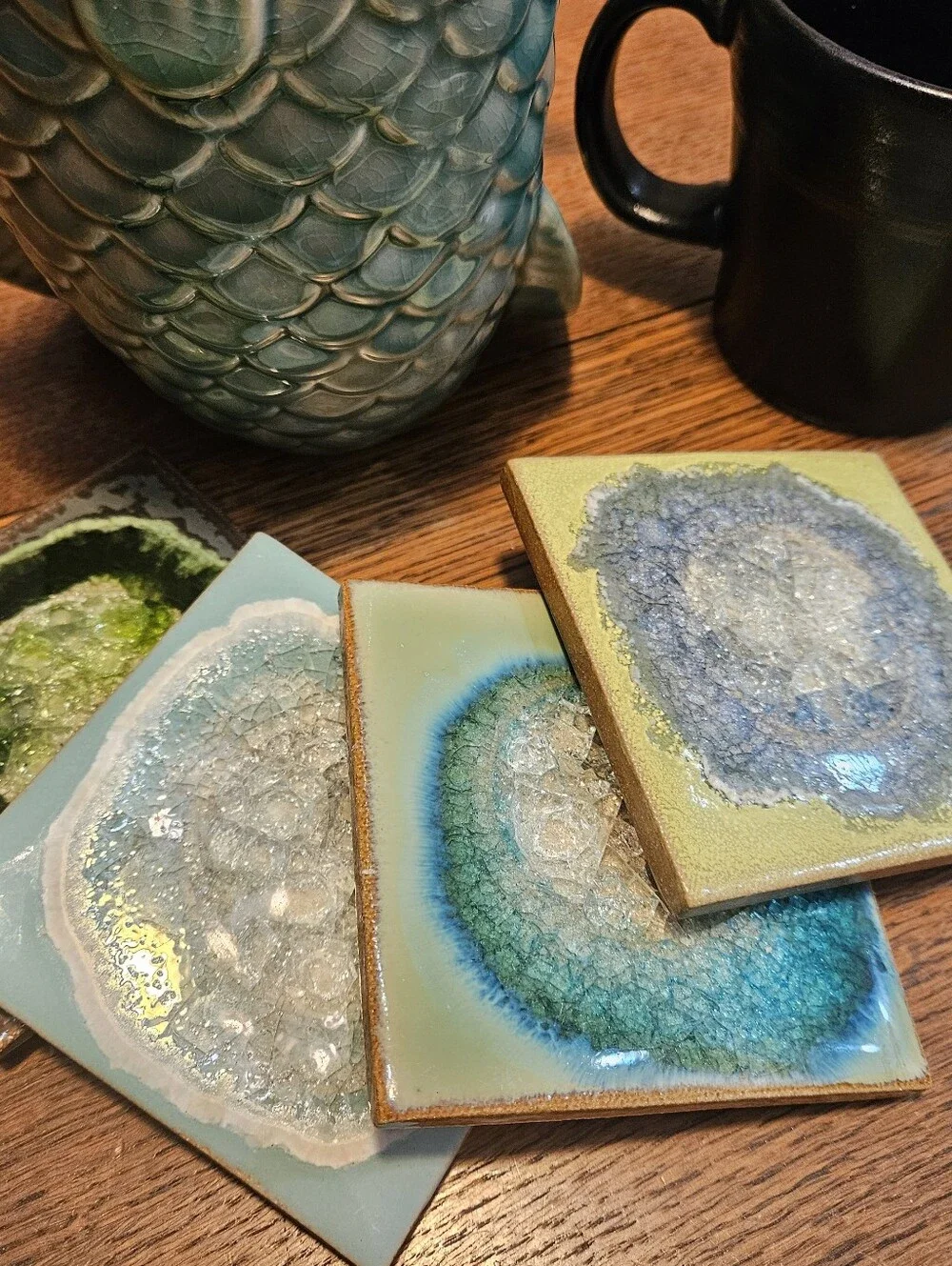Geode Crackle Glass Coasters 4×4